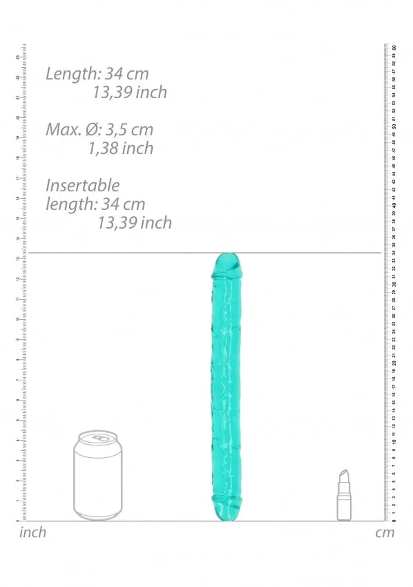Dildos Shots Toys RealRock Crystal Clear 13 Double Dong Turquoise