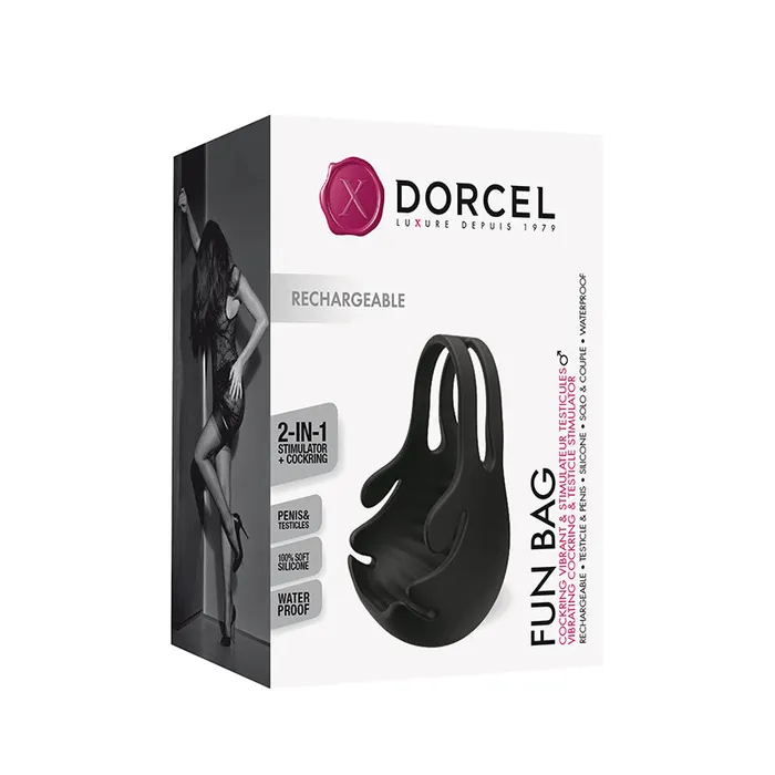 Dorcel Fun Bag Rechargeable Silicone Vibrating Cockring Testicle Stimulator Black Nalpac Anal Dorcel Fun Bag Rechargeable Silicone Vibrating Cockring Testicle Stimulator Black Nalpac Anal
