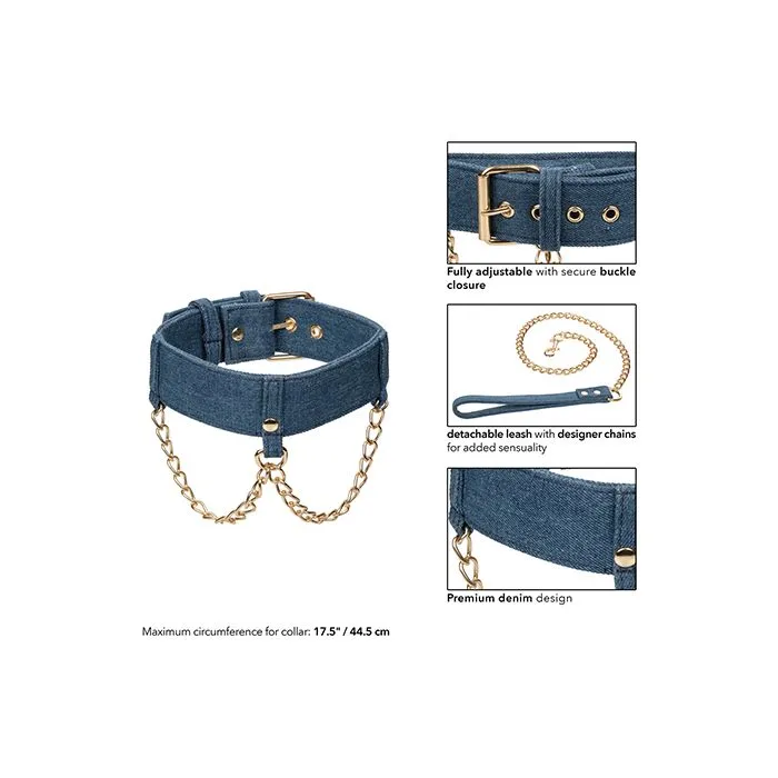 Cal Exotics Vibrators Ride Em Premium Denim Collection Collar wLeash Cal Exotics Vibrators Ride Em Premium Denim Collection Collar wLeash