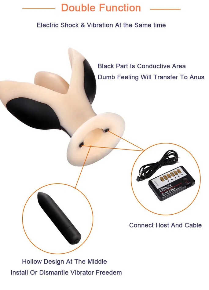 Anal House of Dasein Electro Medical Play Electro Shock Large Vibrating Butt Plug Anal Dilator Bullet Vibrator Bdsm