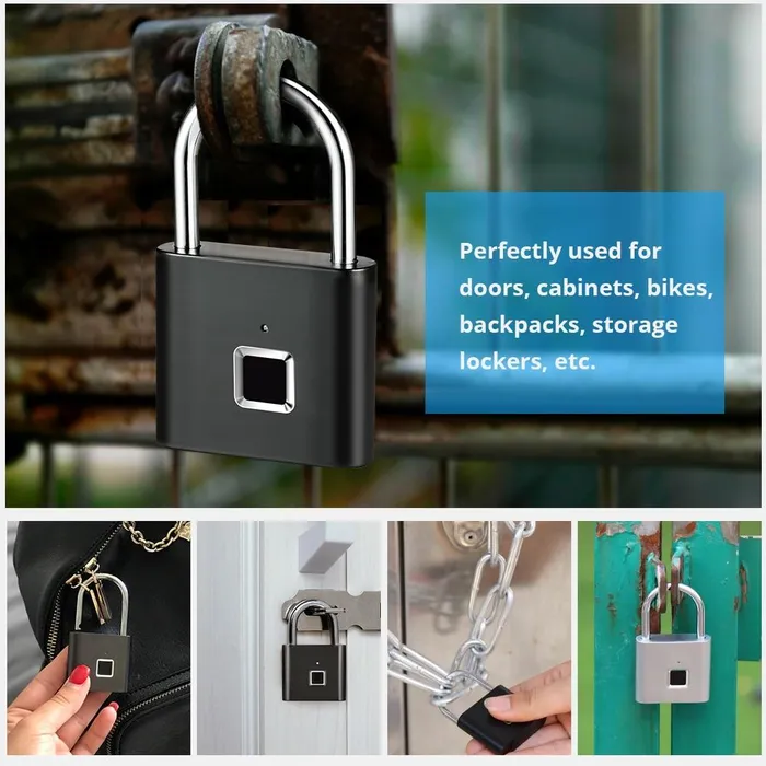 House of Dasein Dildos Door Locks Lock Mechanisms Smart Fingerprint Padlock Anti Theft Portable Black White Lock For Safety