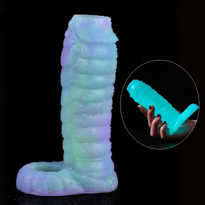 House of Dasein Male Sex Toys Penis Extenders Enlargers Luminous Sheath Fantasy Ribbed Dragon Penis Sleeve Sex Toys Stretch Enlarge Cock