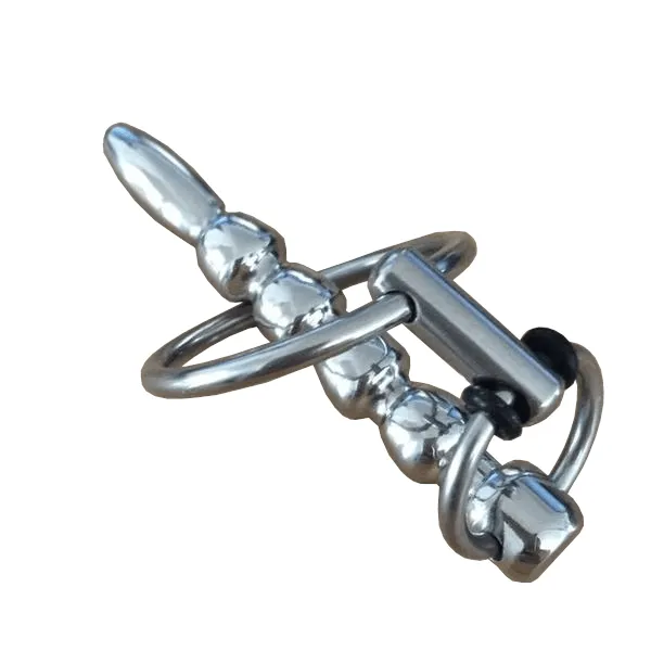 Solid Stainless Steel Sound With Cock Ring CHASTITY CAGE CO Male Sex Toys
