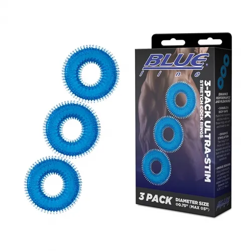 BLUE LINE 3 PACK ULTRA STIM STRETCH RINGS BLUELINE Vibrators