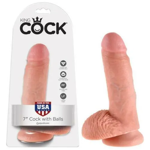 calvista Dildos Pipedream King Cock Realistic Dildo with Balls and Suction Cup Mount Base 7 inch Flesh