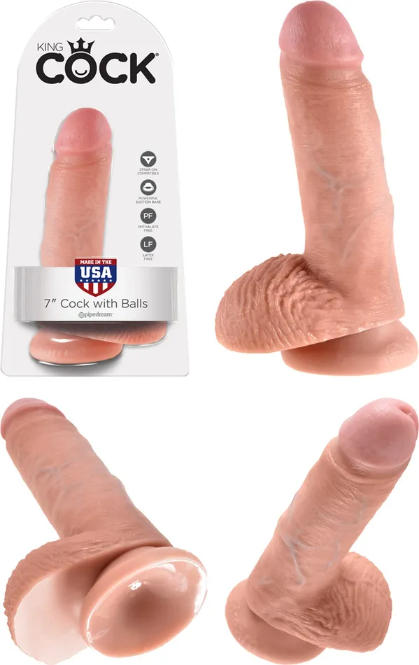 calvista Dildos Pipedream King Cock Realistic Dildo with Balls and Suction Cup Mount Base 7 inch Flesh