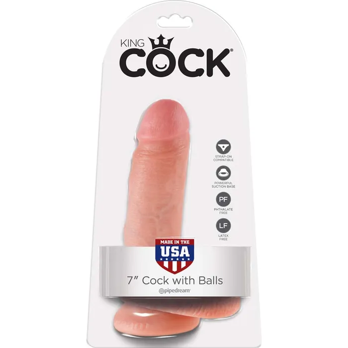 calvista Dildos Pipedream King Cock Realistic Dildo with Balls and Suction Cup Mount Base 7 inch Flesh