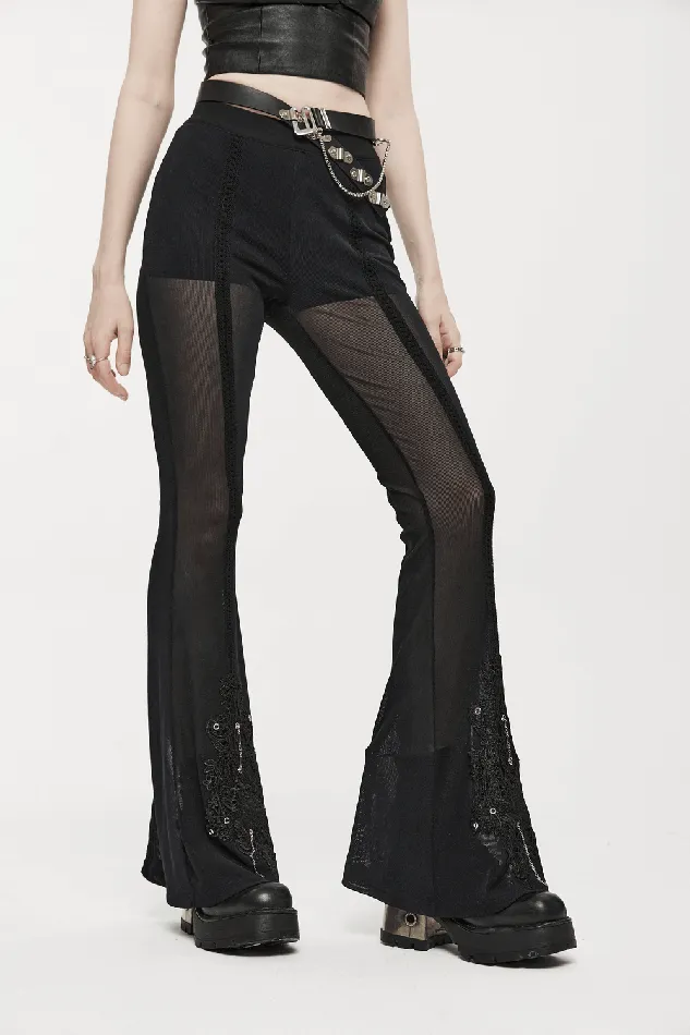 EVEs SECRETS Female Sex Toys Stylish Flare Pants with Gothic Lace Accents
