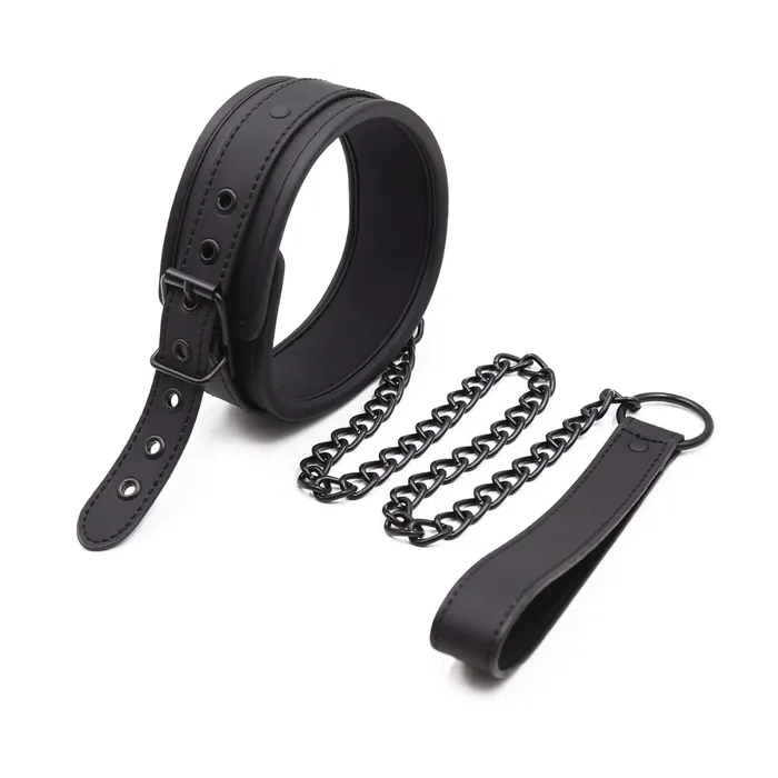 EVEs SECRETS Restraints Wrist Cuffs Ankle Cuffs Neck Collar Solid Black Set PU Leather BDSM Bondage Accessories