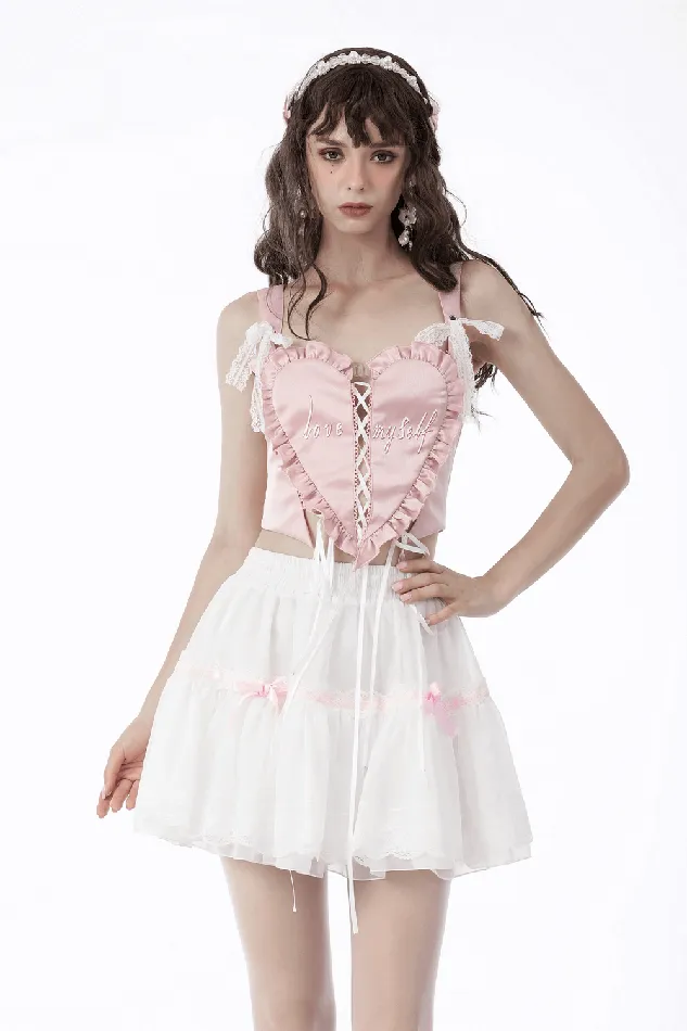 EVEs SECRETS Vibrators HeartShaped Pink Bustier Top with Strapping Detail