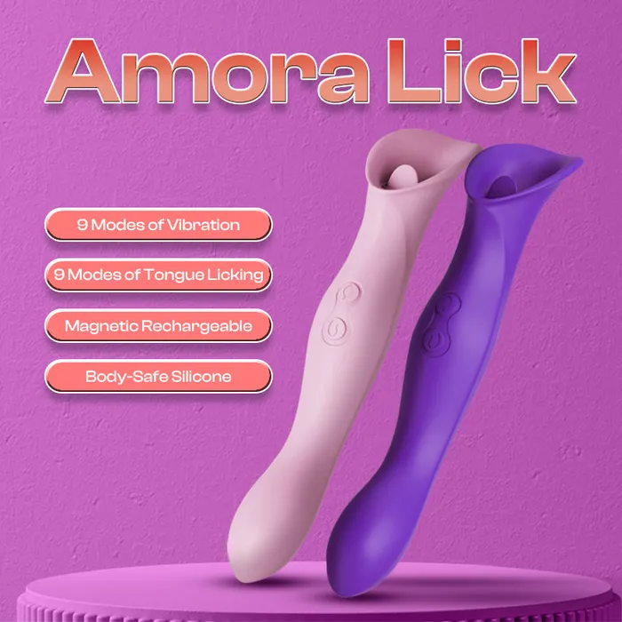 Female Sex Toys Amora Lick Female Single Vibrator with Licking Tongue FRISKY BUSINESS SG