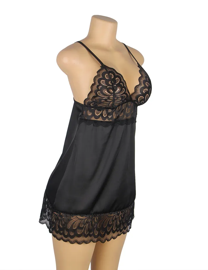 Male Sex Toys Babydoll 2 Pcs Lace Floral Back Closure with Hook and Eye FRISKY BUSINESS SG