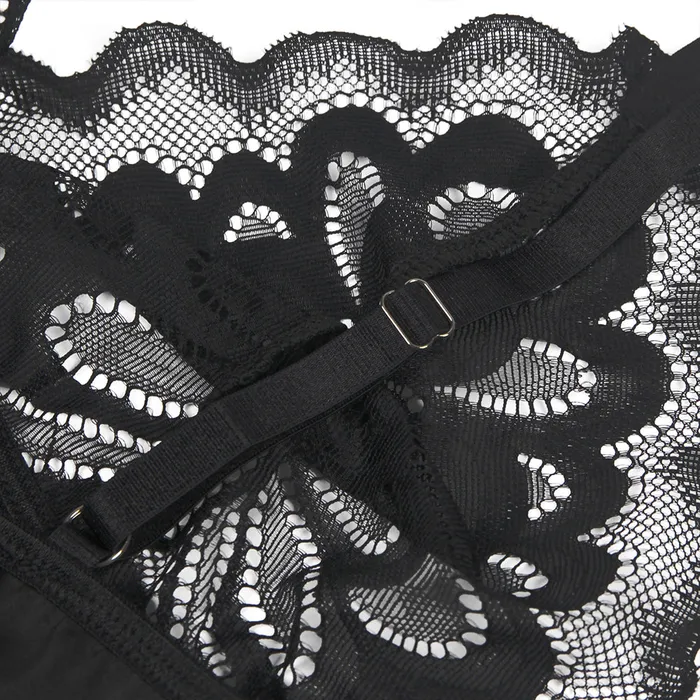 Male Sex Toys Babydoll 2 Pcs Lace Floral Back Closure with Hook and Eye FRISKY BUSINESS SG