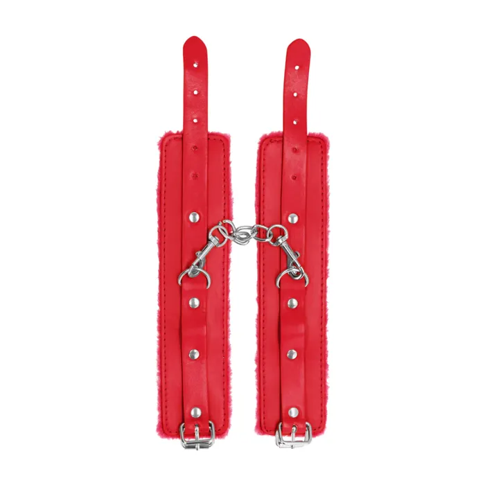 SHOTS Plush Leather Handcuffs Red SHOTS Vibrators
