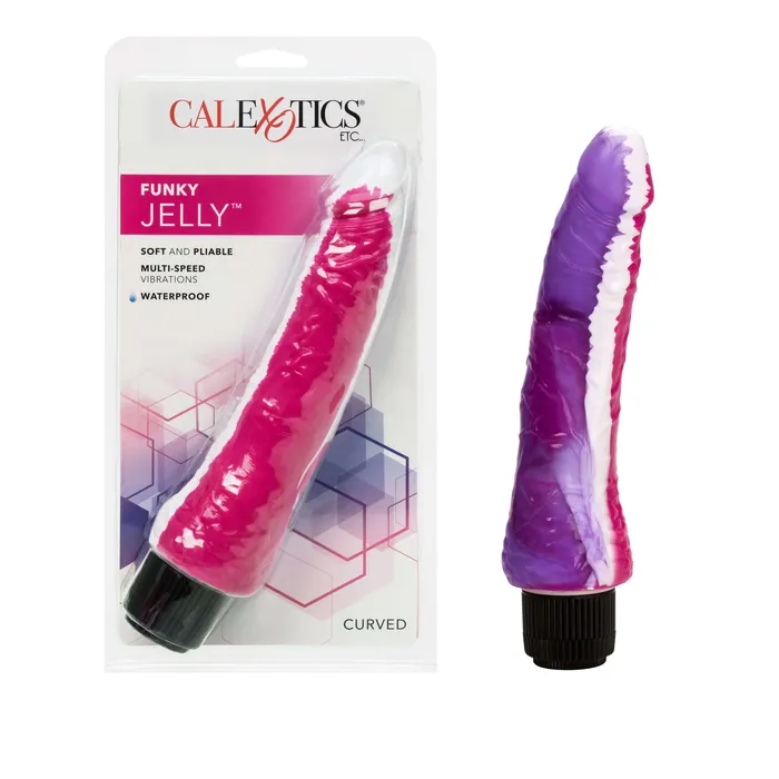 Vibrators CalExotics Funky Jelly Curved Stimulator PinkPurple Vibrators CalExotics Funky Jelly Curved Stimulator PinkPurple