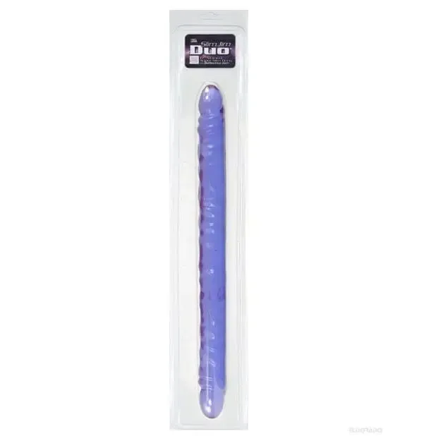 Dildos CalExotics 17 Slim Jim Duo Veined Super Slim Dong Reflective Gel Purple
