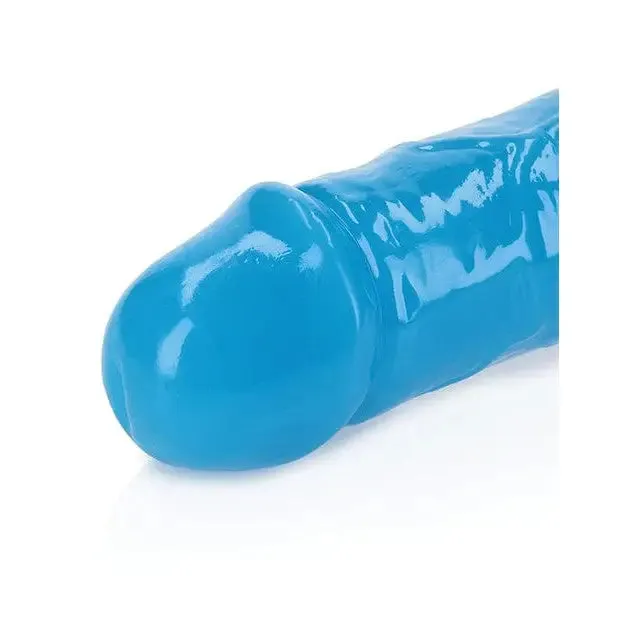 Dildos SHOTS AMERICA RealRock Glow in the Dark Double Dong 15 in DualEnded Dildo Neon Blue
