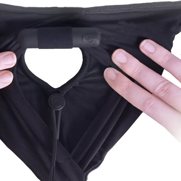 Ouch Black Vibrating Strapon Boxer in XSS Shots Toys Female Sex Toys