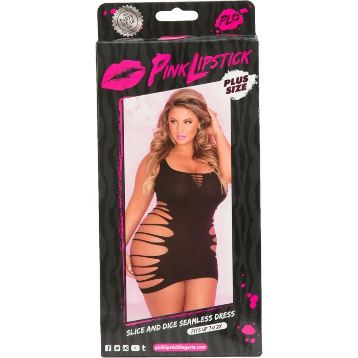 Pink Lipstick Plus Size Pink Lipstick Slice and Dice Seamless Dress Black Plus Size