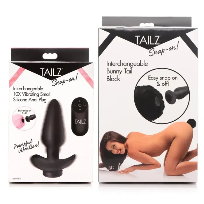 Small Vibrating Anal Plug With Interchangeable Bunny Tail Tailz Male Sex Toys