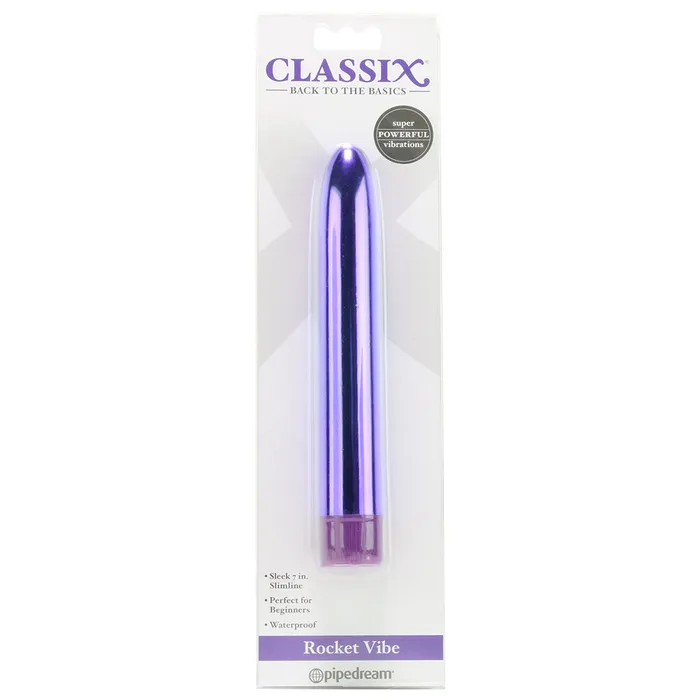 Vibrators Classix 7 Inch Slimline Rocket Vibe in Metallic Purple Pipedream Vibrators Classix 7 Inch Slimline Rocket Vibe in Metallic Purple Pipedream