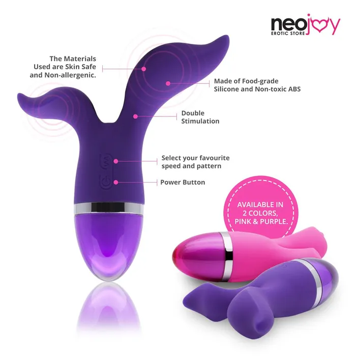 Vibrators Neojoy NeoJoy Double Pleasure Dual Vibrator Silicon 9 Function USB Rechargeable Vibration