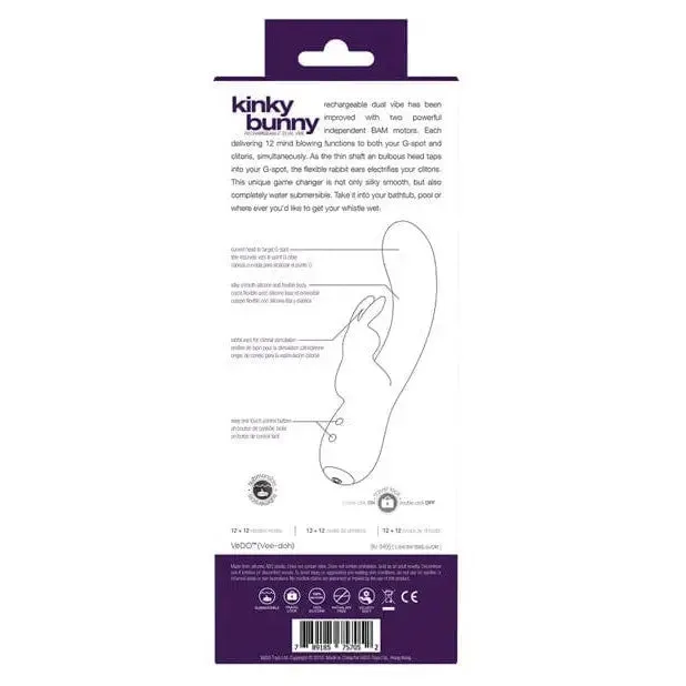 Vibrators VDO Vedo Kinky Bunny Plus Rechargeable Dual Vibe Vibrators VDO Vedo Kinky Bunny Plus Rechargeable Dual Vibe