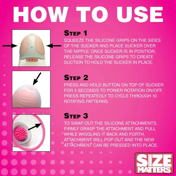 XR Brands Female Sex Toys 10x Rotating Nipple Suckers